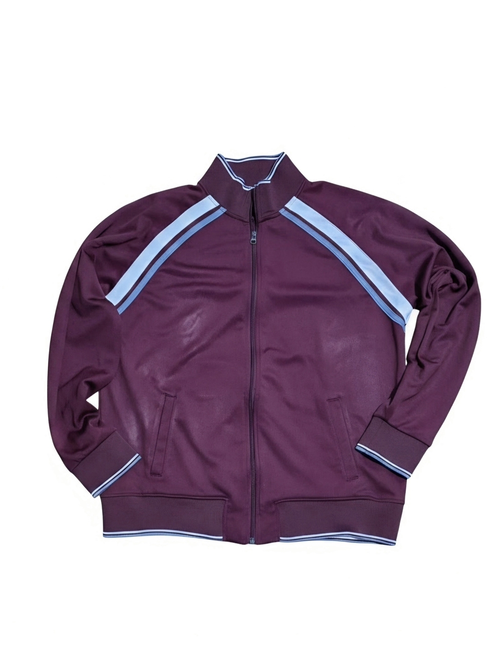 Gap Men's Track Jacket in Plum with Light Blue Stripes
